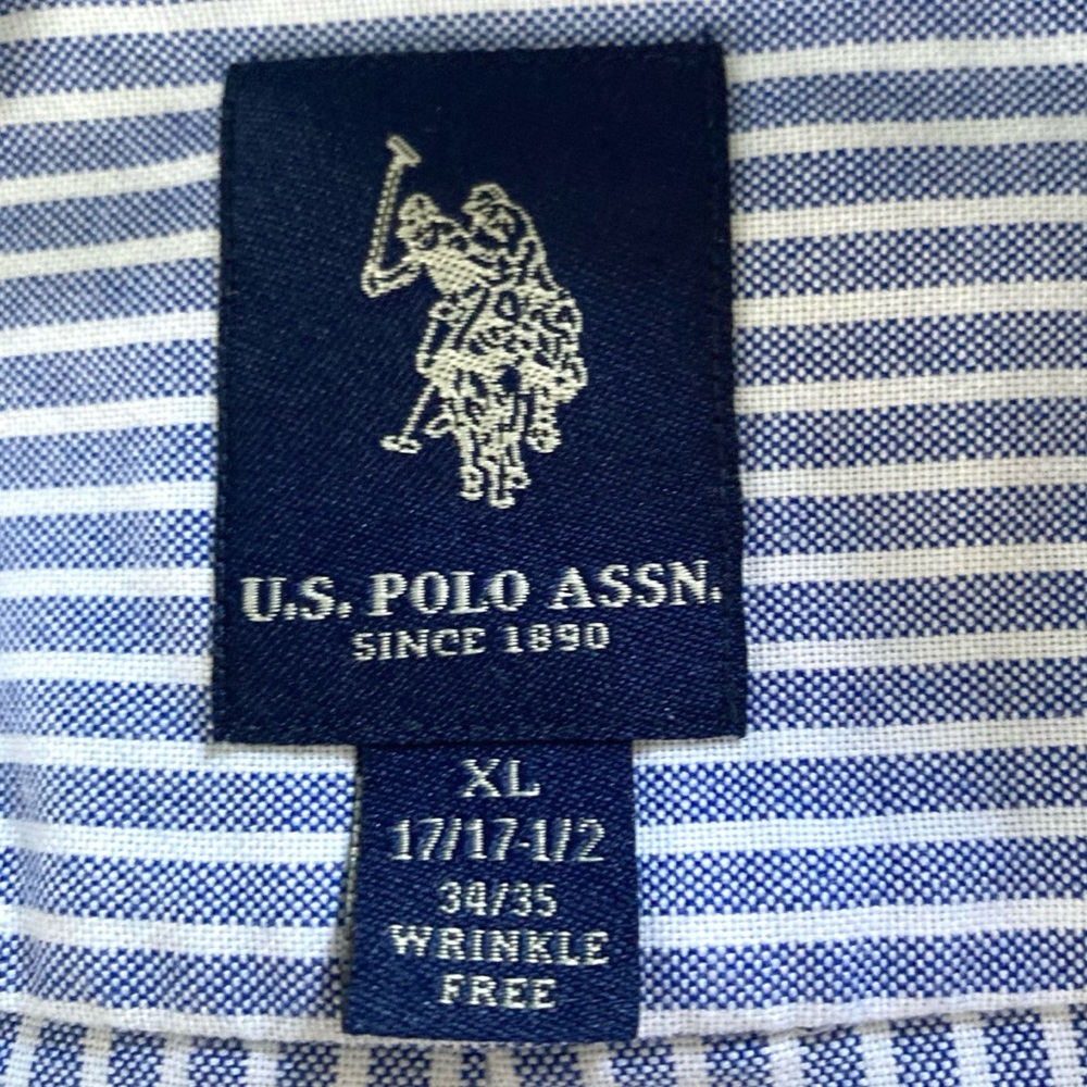Men’s U.S. Polo Association Wrinkle-Free Striped Button Down Dress Shirt - Picture 5 of 11
